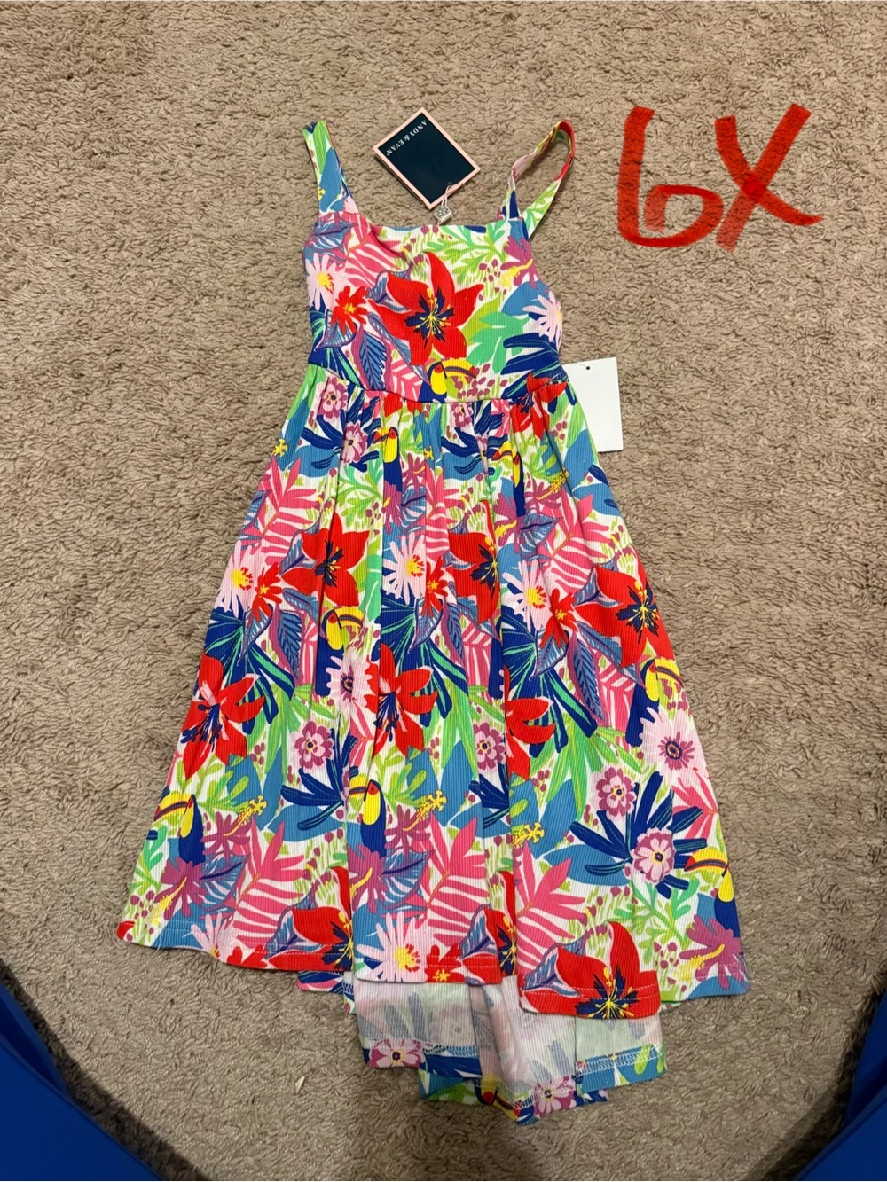 Andy & Evan Tropical Floral Maxi Dress - Red, Pink, Blue, Green, Yellow
